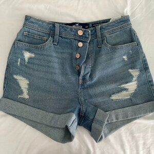 Hollister High Waisted Ripped Mom Shorts with Cuffed bottom